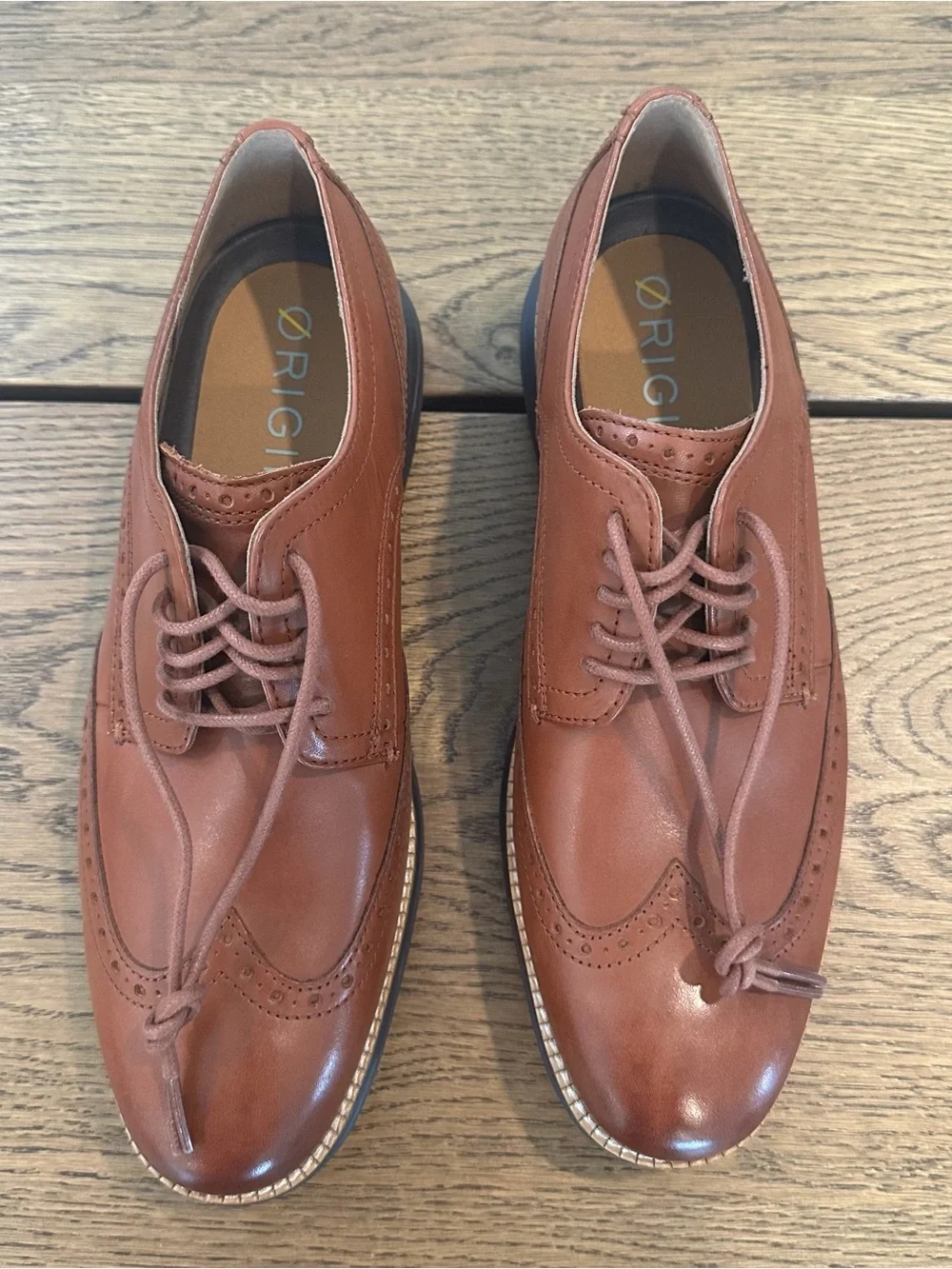 Cole Haan Original Wingtip Oxford Shoes Men’s 9.5 Brown Leather Grand.OS NEW